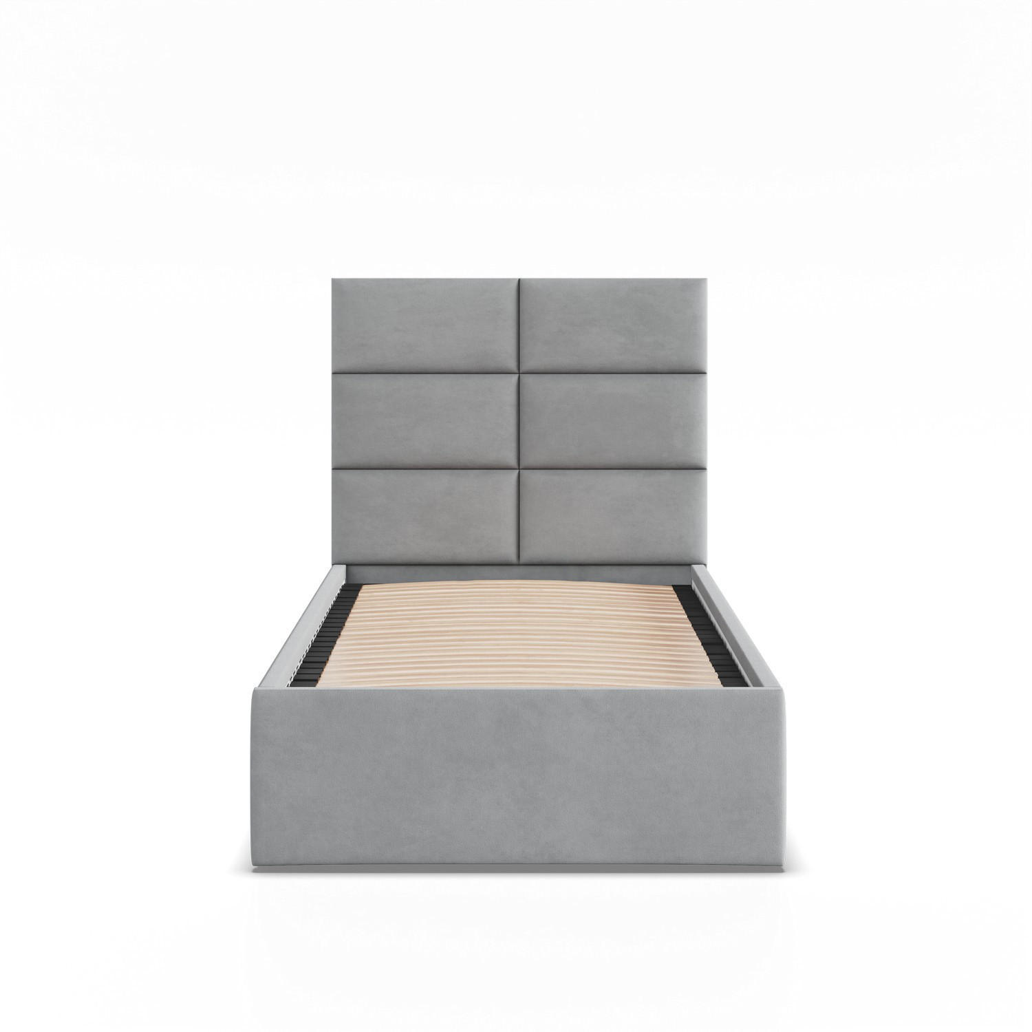 POLSTERBETT MIT KOPFTEIL 90x200 ohne Bettkasten YORK, Grau - Grau, Textil (90/200cm) - Mebligo