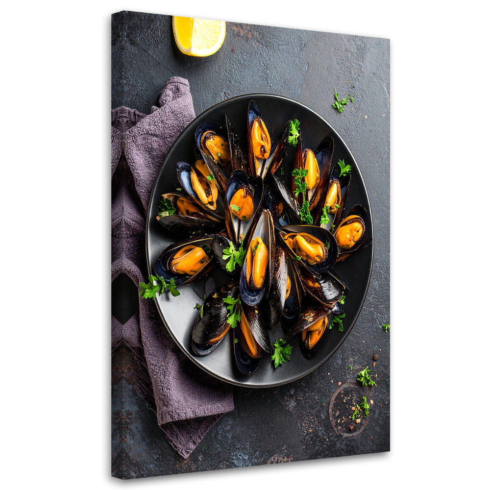 LEINWANDBILD Meeresfrüchte Muscheln 60x90cm - Grau, Textil (60/90cm) - Feeby