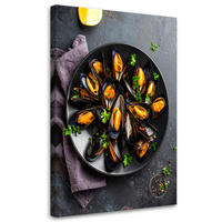 LEINWANDBILD Meeresfrüchte Muscheln 60x90cm - Grau, Textil (60/90cm) - Feeby