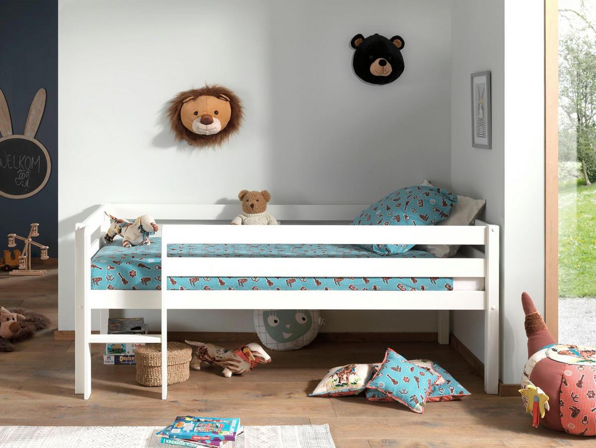 KOJENBETT Karolina 208x83x105 aus Massivholz in Weiß - Weiß Hochglanz, Holz (90/200cm) - 58aufmkessel
