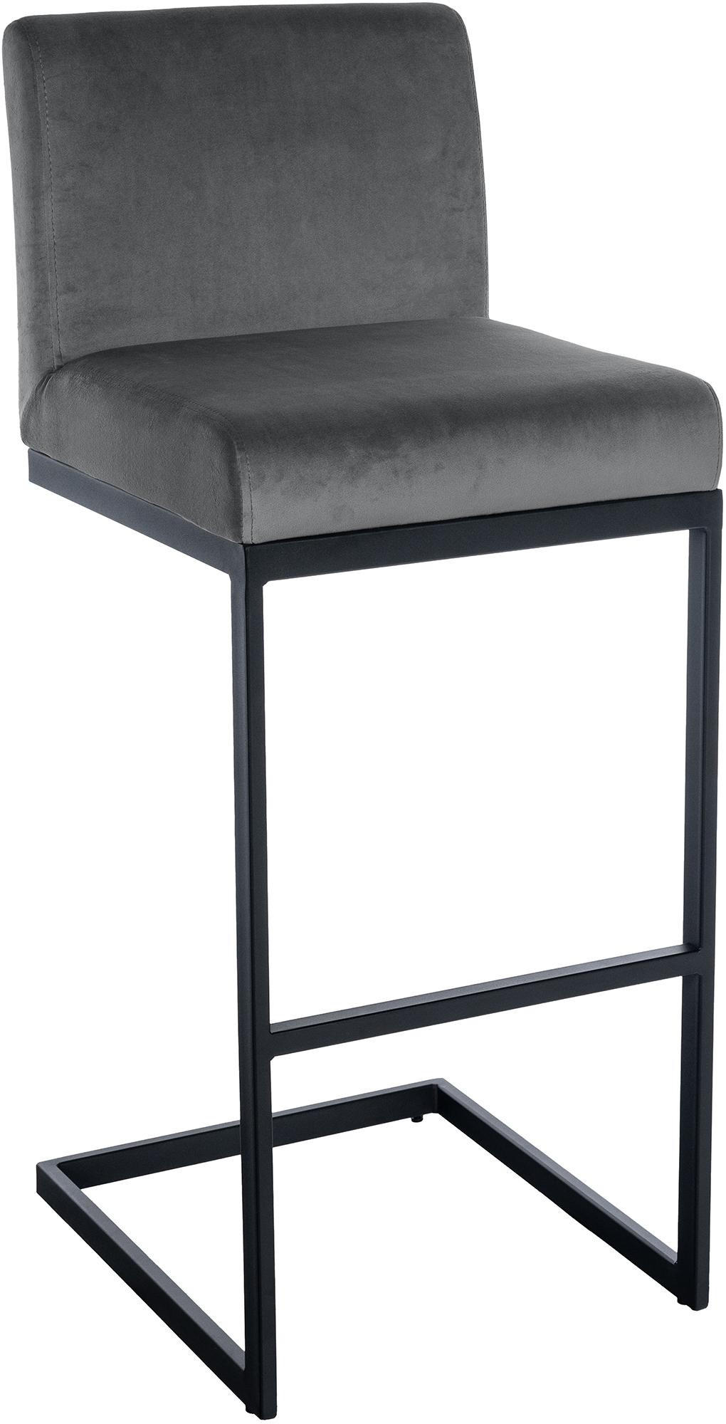 BARHOCKER Samt Dunkelgrau - Dunkelgrau/Schwarz, Textil/Metall (43/104/53cm) - CLP