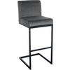 BARHOCKER Samt Dunkelgrau - Dunkelgrau/Schwarz, Textil/Metall (43/104/53cm) - CLP