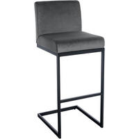 BARHOCKER Samt Dunkelgrau - Dunkelgrau/Schwarz, Textil/Metall (43/104/53cm) - CLP
