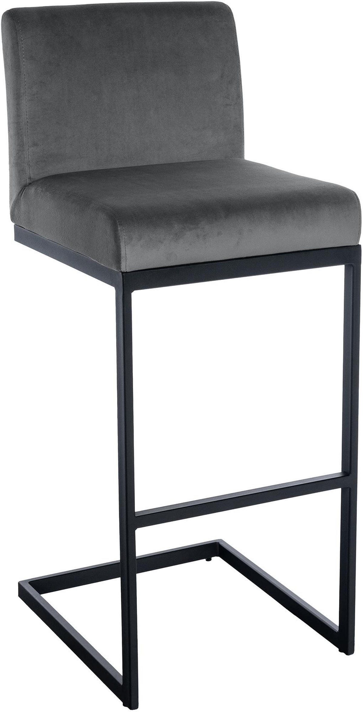 BARHOCKER Samt Dunkelgrau - Dunkelgrau/Schwarz, Textil/Metall (43/104/53cm) - CLP