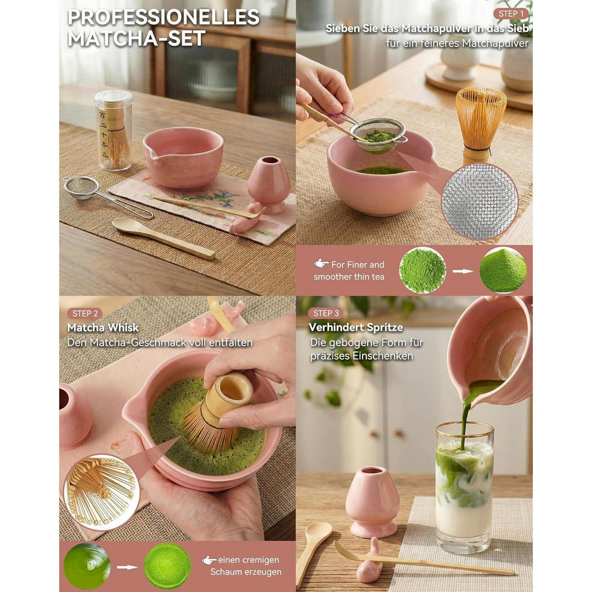 MATCHA Set 8-teiliges Set Rosa - Rosa, Keramik (15/10/20cm)