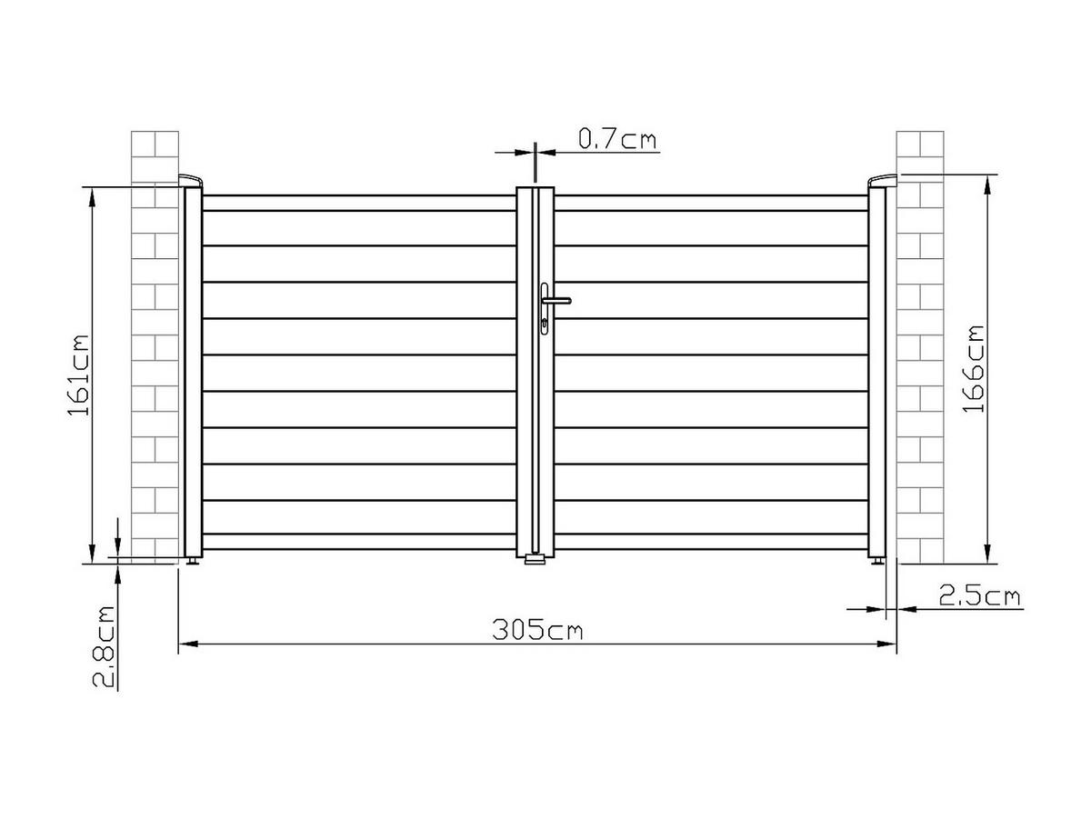 FLÜGELTOR - 300cm x 4.6cm - Aluminium - anthrazitgrau - NAZARIO - Anthrazit, Metall (300/161cm) - Vente-Unique