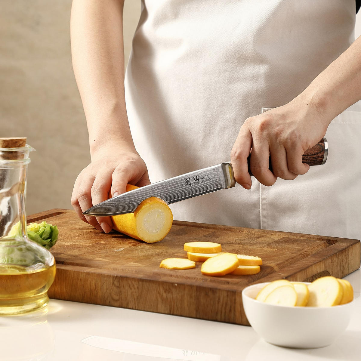 MESSERSET 4 tlg. mit Messerblock I EDIB - Braun, Holz/Metall - Wakoli