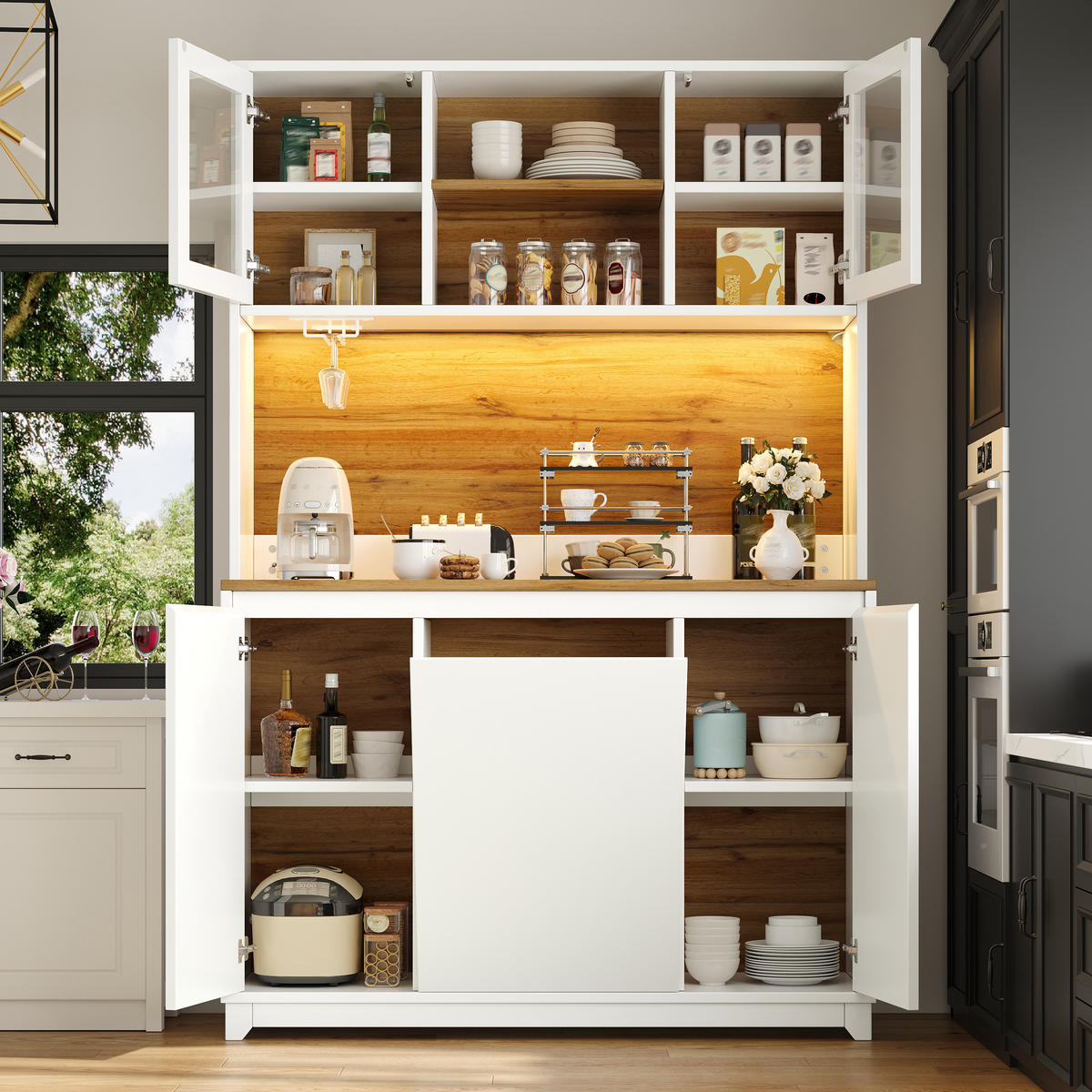 BUFFETSCHRANK Weiß 120/40/180 cm - Weiß, Holz (120/180/40cm) - PANGIVO