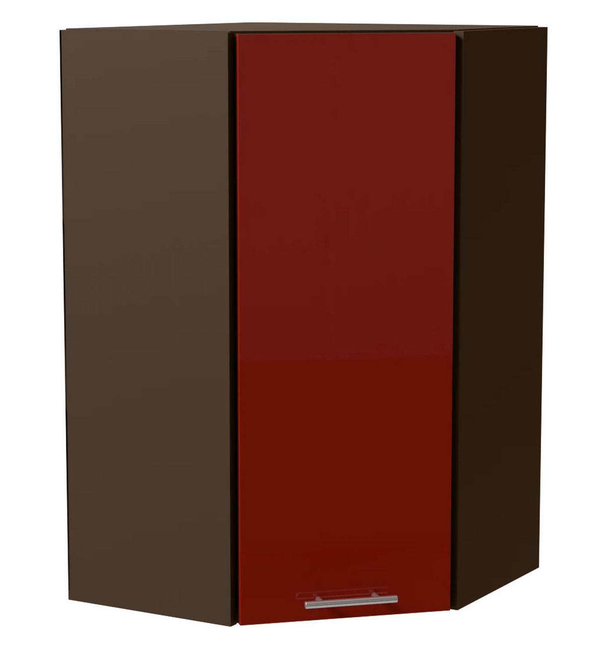 ECKHÄNGESCHRANK Brerra RAL 3002 karminrot Hochglanz / Lava Matt 60 / 60 / 96cm - Dunkelgrau/Rot, Holz/Holzwerkstoff (60/96/60cm) - Feldmann-Wohnen