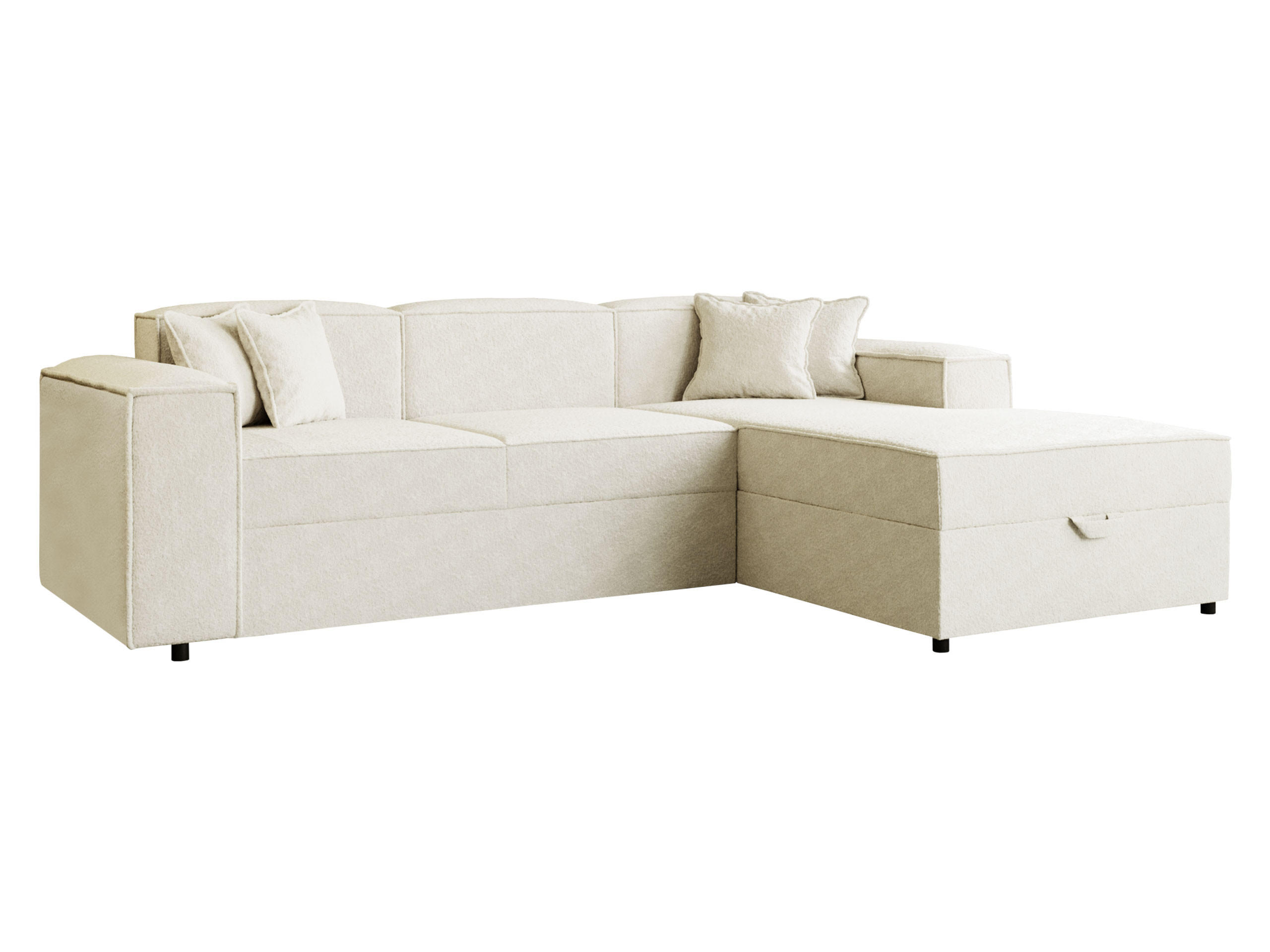ECKSOFA Santos L, Seite: Rechts - Creme/Schwarz, Holzwerkstoff/Kunststoff (253/166cm) - MIRJAN24