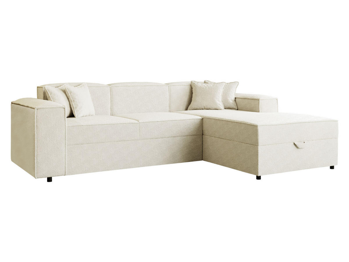 ECKSOFA Santos L, Seite: Rechts - Creme/Schwarz, Holzwerkstoff/Kunststoff (253/166cm) - MIRJAN24