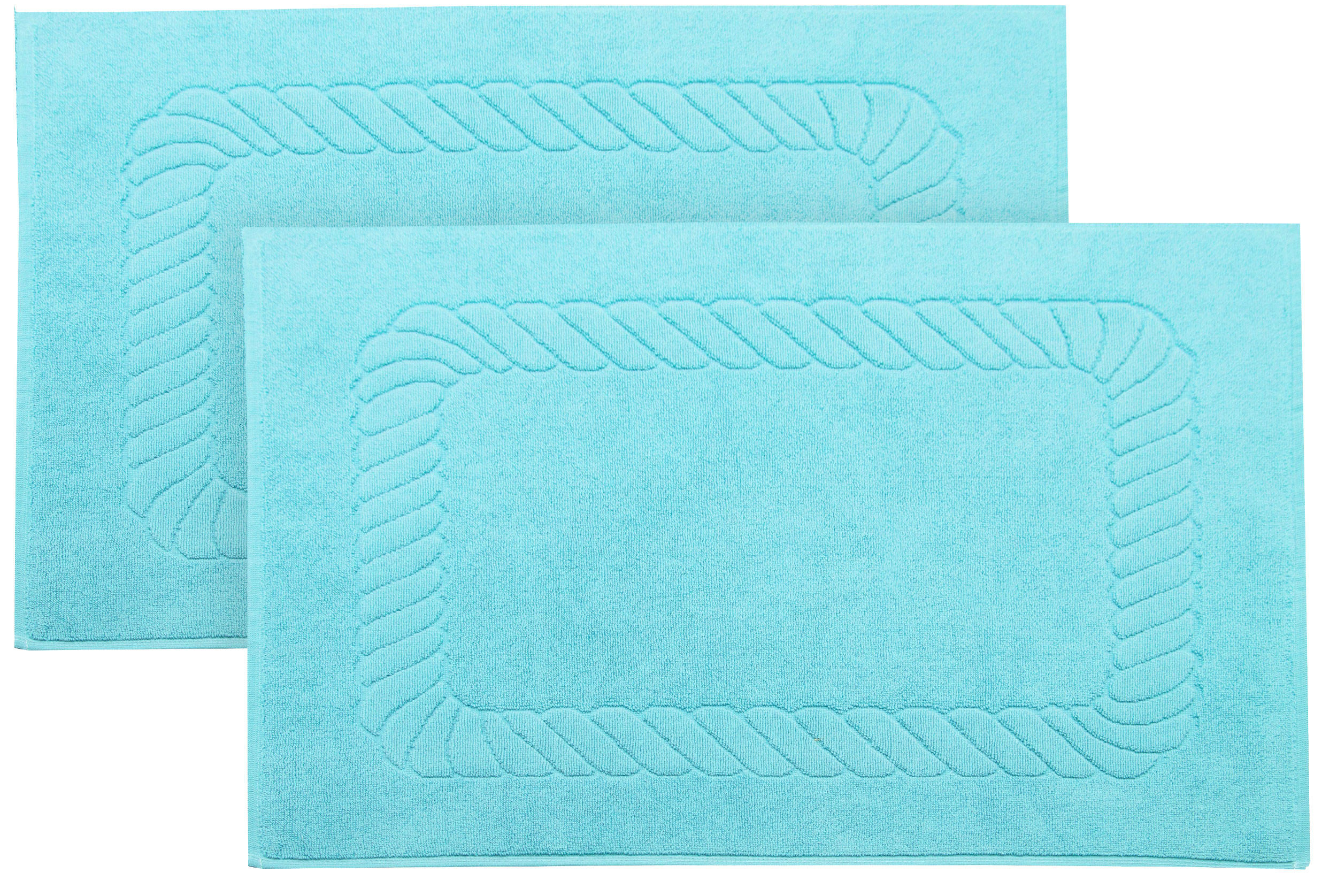 BADEMATTE, 2er-Set, 50x70 cm, 100% Baumwolle, Blau - Blau, Textil (50/70cm) - Zollner