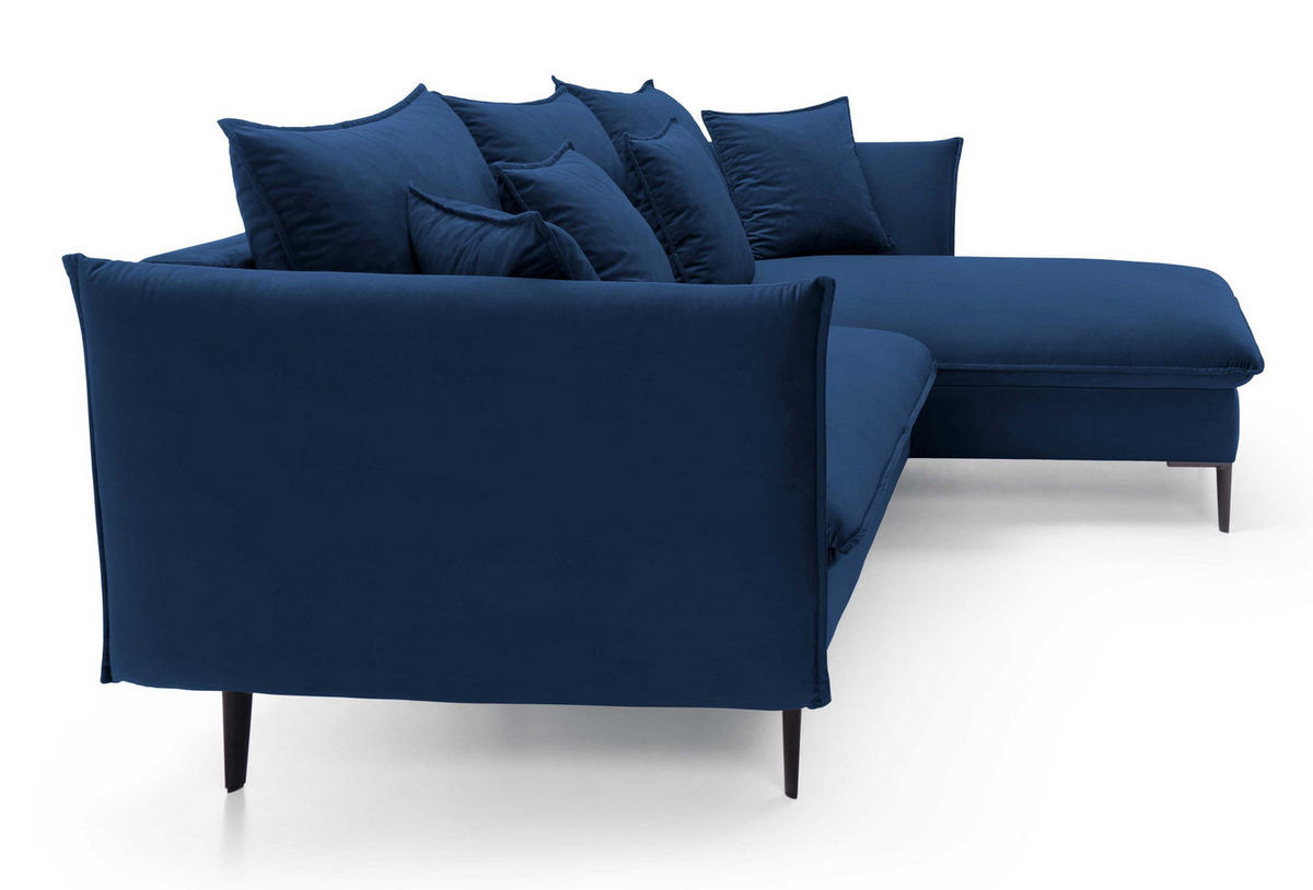 ECKSOFA Flavio mit Schlaffunktion, Bettkasten 260 cm, Rechts, Dunkelblau - Dunkelblau, Holz (167/258cm) - Emporius