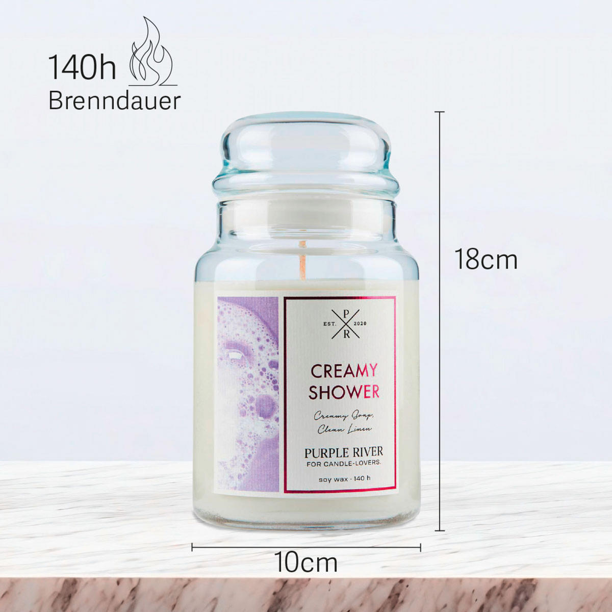 DUFTKERZE Purple River - Weiß, Naturmaterialien/Glas (18cm)