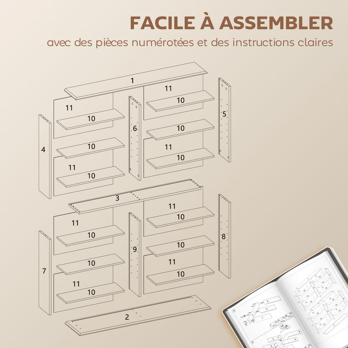 CD-REGAL DE-14530 16 Fächer, verstellbare Böden Marron - Braun, Holzwerkstoff (24/126.3/106.5cm) - ComfortXL