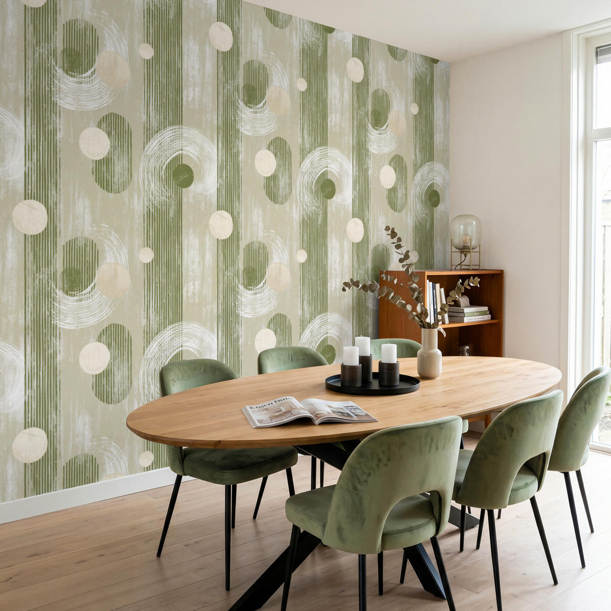 TAPETE - Künstlerisch - Modern - Grün - 280x220 cm - Olivgrün, Papier (280/220cm) - OnlyWow