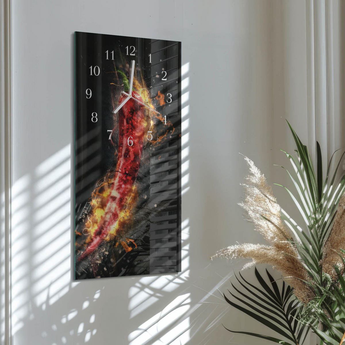 WANDUHR 30x60 cm - Blätter - Multicolor, Glas (30/60/0.4cm) - TULUP