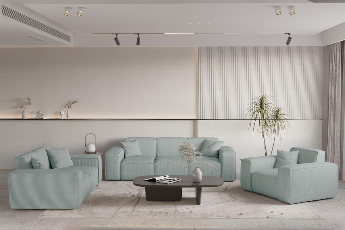 SOFA Celes Premium 2-sitzer Stoff Scala - Pastellblau, Holzwerkstoff/Textil (186/73/88cm) - Fun Möbel