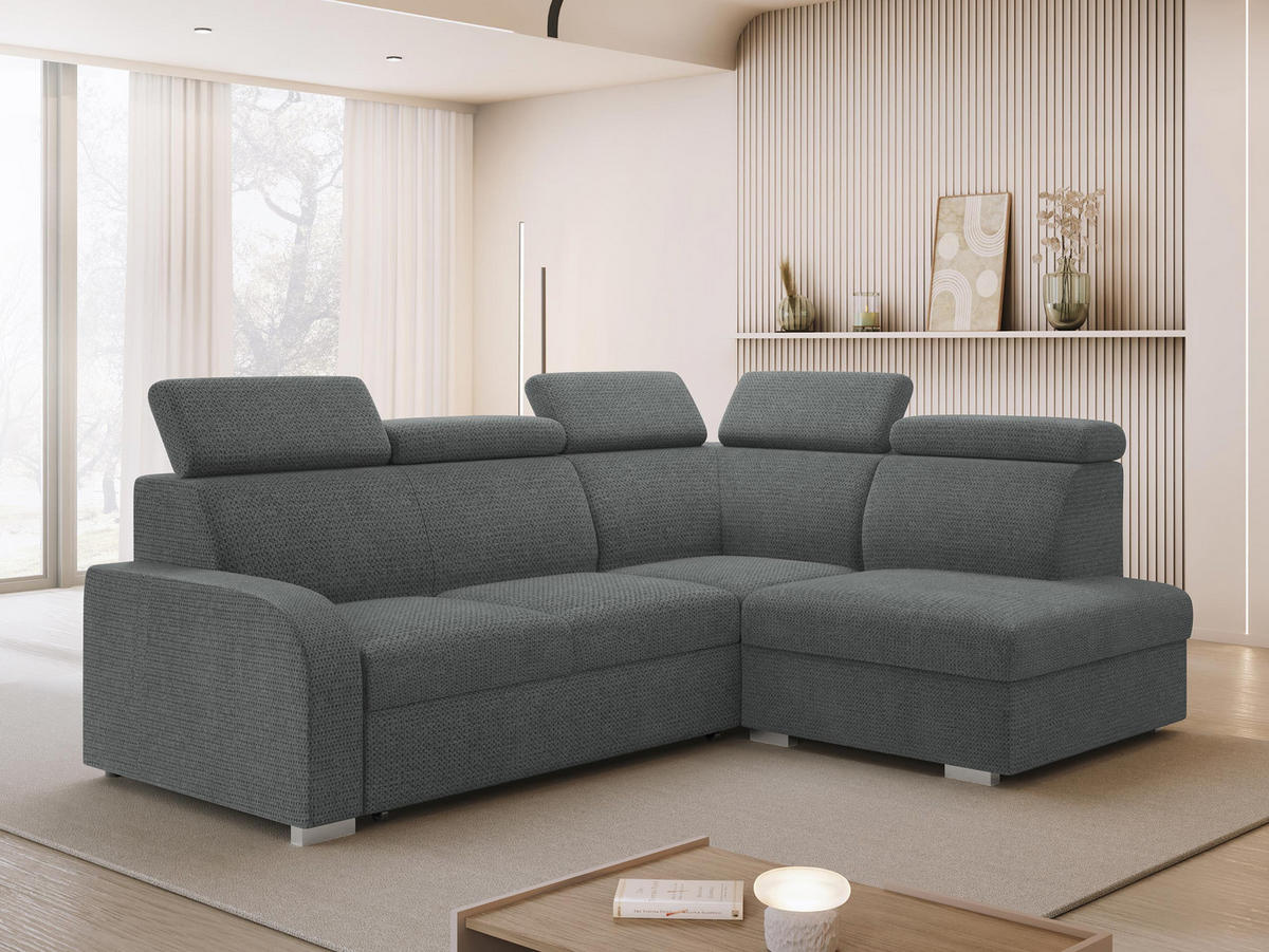 ECKSOFA Oslo 2rRLXp, Seite: Rechts 2R+R+LXP - Silberfarben/Grau, Holz/Textil (250/200cm) - MIRJAN24
