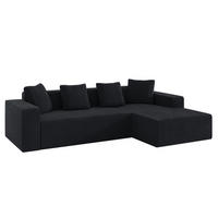 ECKSOFA aus Corduroy 261x146x65 cm in Schwarz mit modularer L-Form - Schwarz, Textil (146/261cm) - Modfu