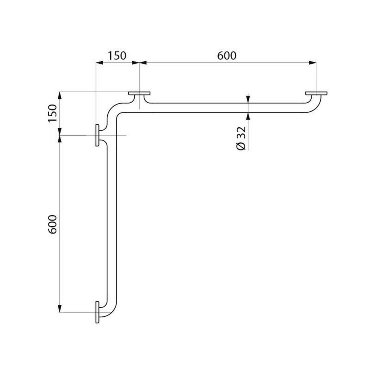 WANDHANDLAUF D32 Nylon weiß 750x750 mm - Weiß, Metall (75/8.3/75cm) - Delabie