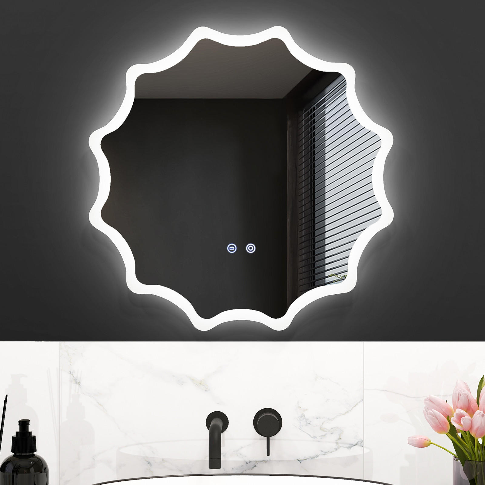 BADEZIMMERSPIEGEL Silber - Silberfarben, Glas (60/5/60cm) - COSTWAY