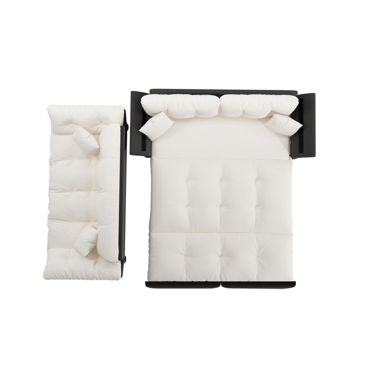 SCHLAFSOFA aus Velours im Tufting-Design, 3-in-1 Funktion und Queen-Size Bett - Beige, Textil (190/91/85cm) - Urban Meuble