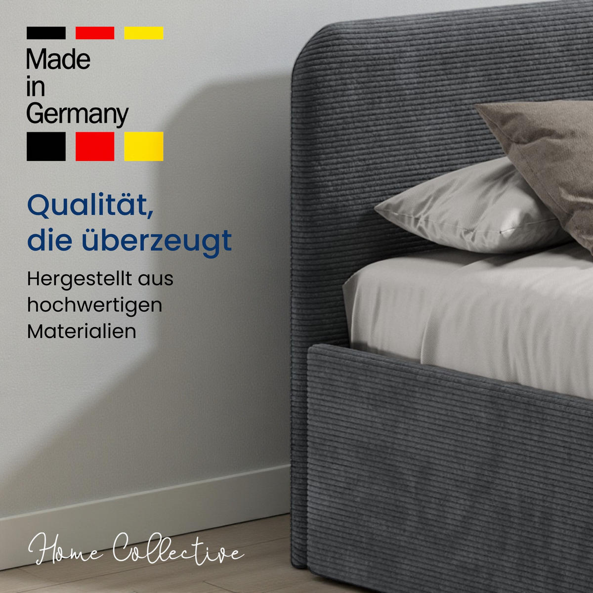 POSLTERBETT 200x200 cm in Anthrazit - Anthrazit, Holzwerkstoff/Textil (200/200cm) - Home Collective