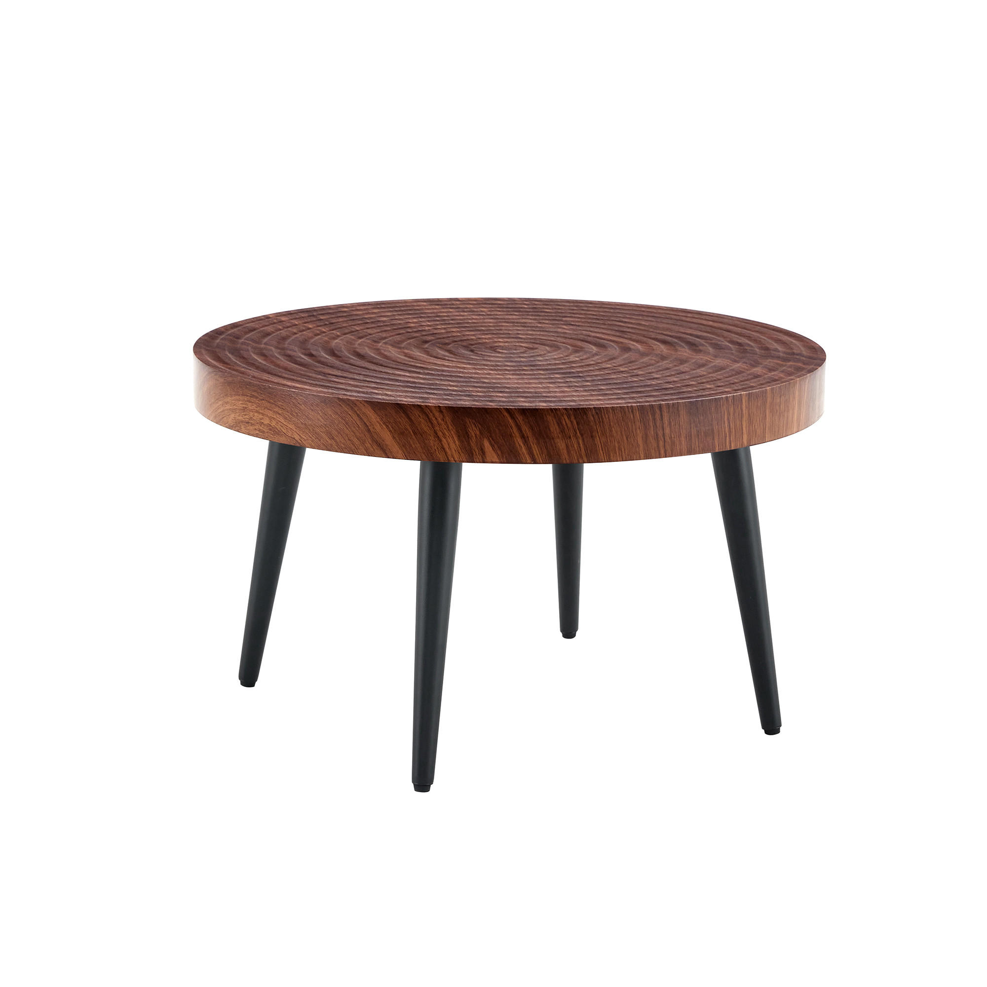 COUCHTISCH DE-37427 rund mit Jahresring-Optik Dunkelholz - Walnussfarben, Holz (60/60/37cm) - ComfortXL