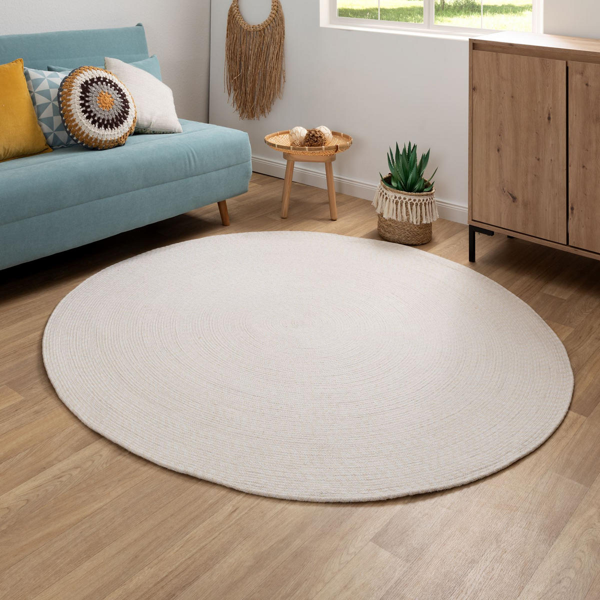 HANDWEBTEPPICH 150/150 cm Bali Plain - Creme, Naturmaterialien (150/150cm) - Steffensmeier