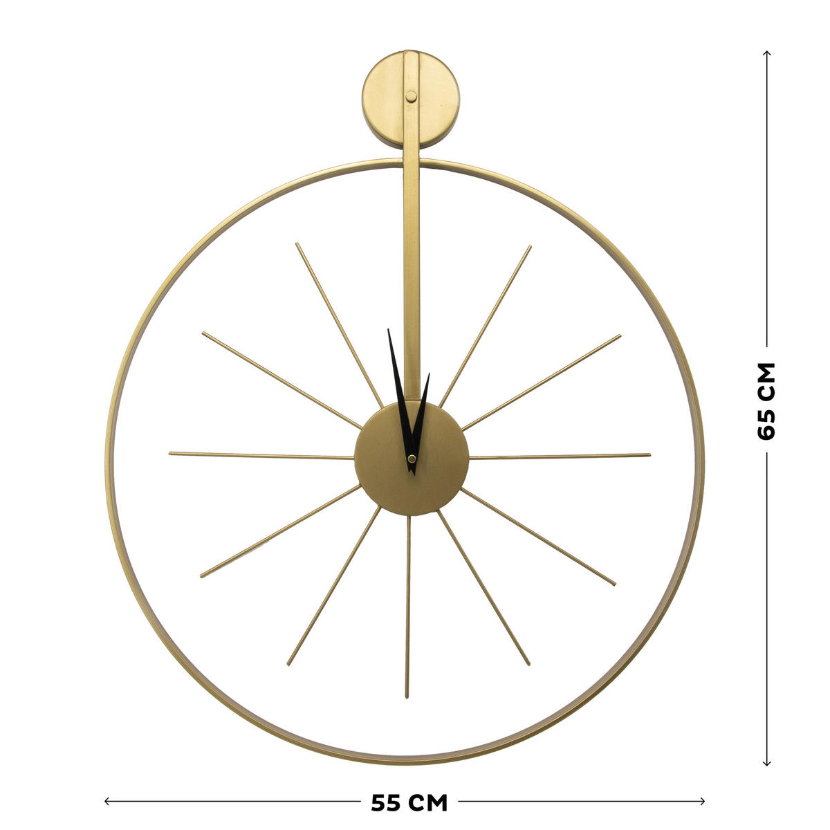WANDUHR Rund Gold - Goldfarben, Metall (65/1/55cm) - Art for the Home