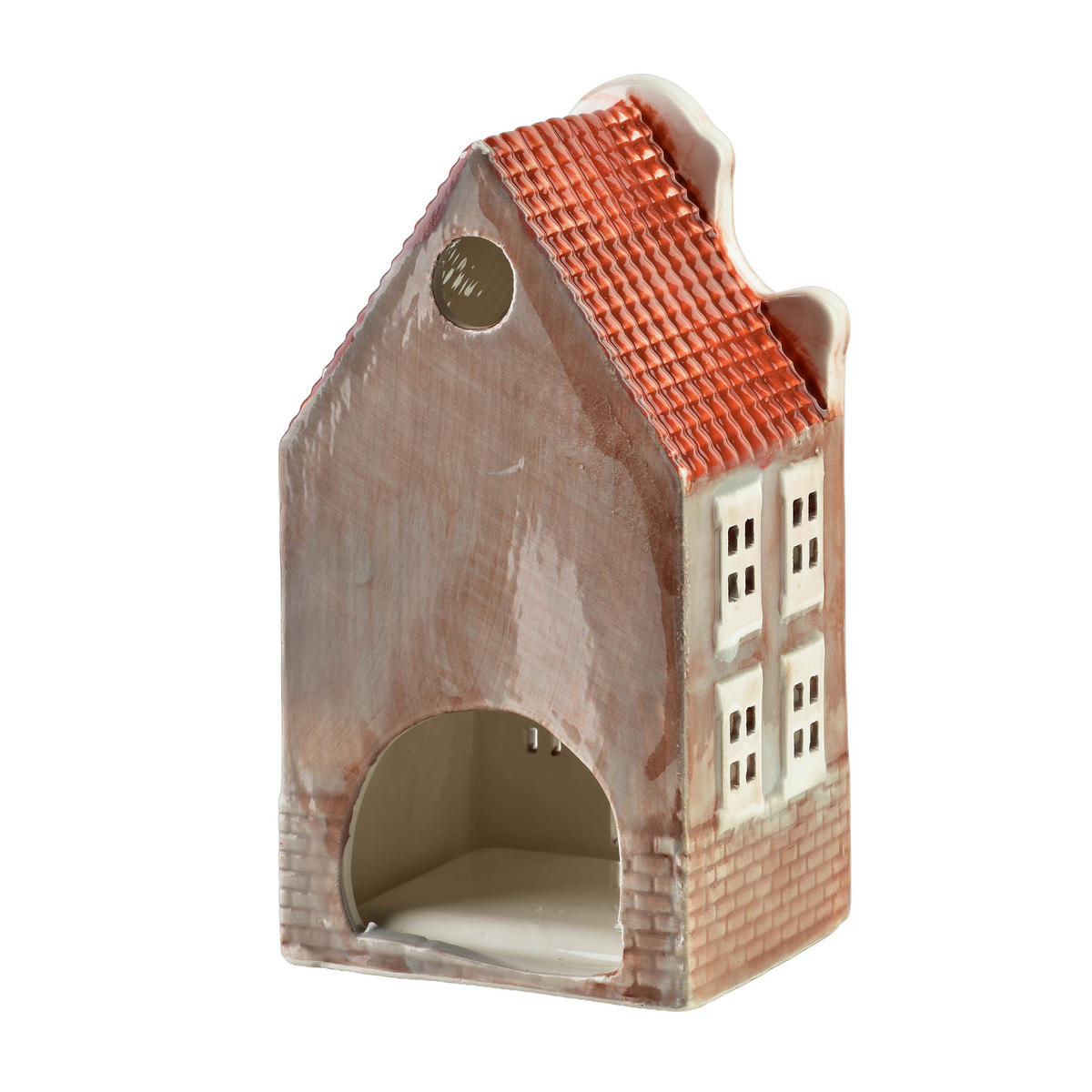 TEELICHTHALTER Hytte Grau 8,5x7,5x16,3 cm Keramik - Grau, Keramik (8.5/16.3cm) - Mondex