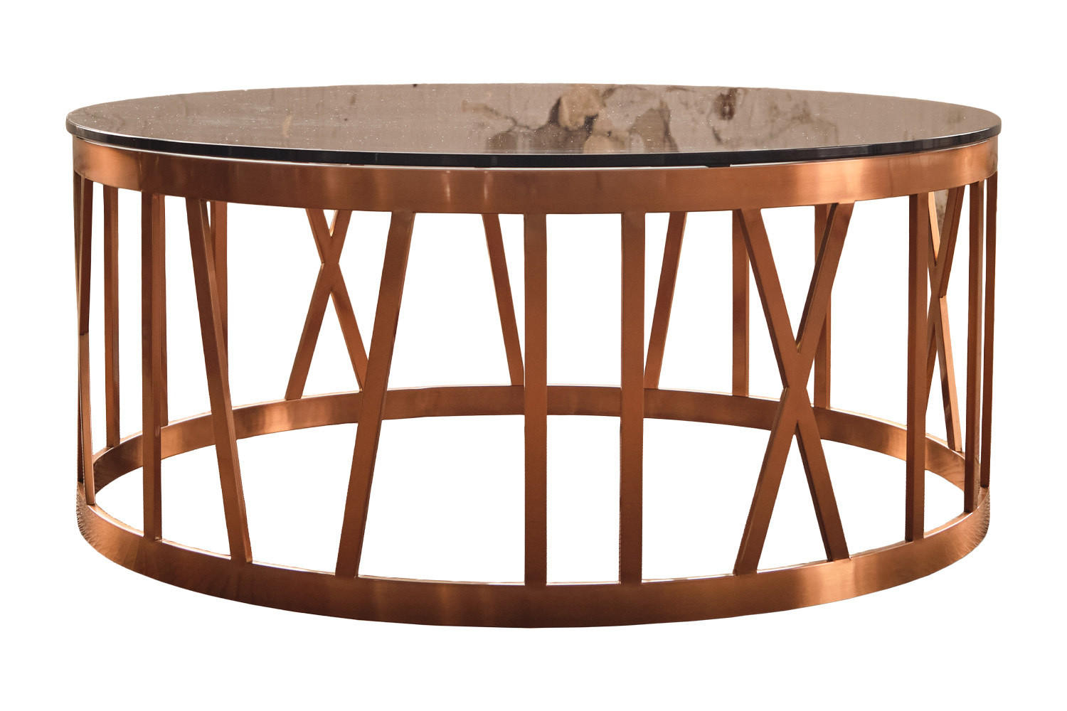 COUCHTISCH MELLA Rosé Glas - Roségold/Rosa, Glas/Metall (100/100/43cm) - KAWOLA