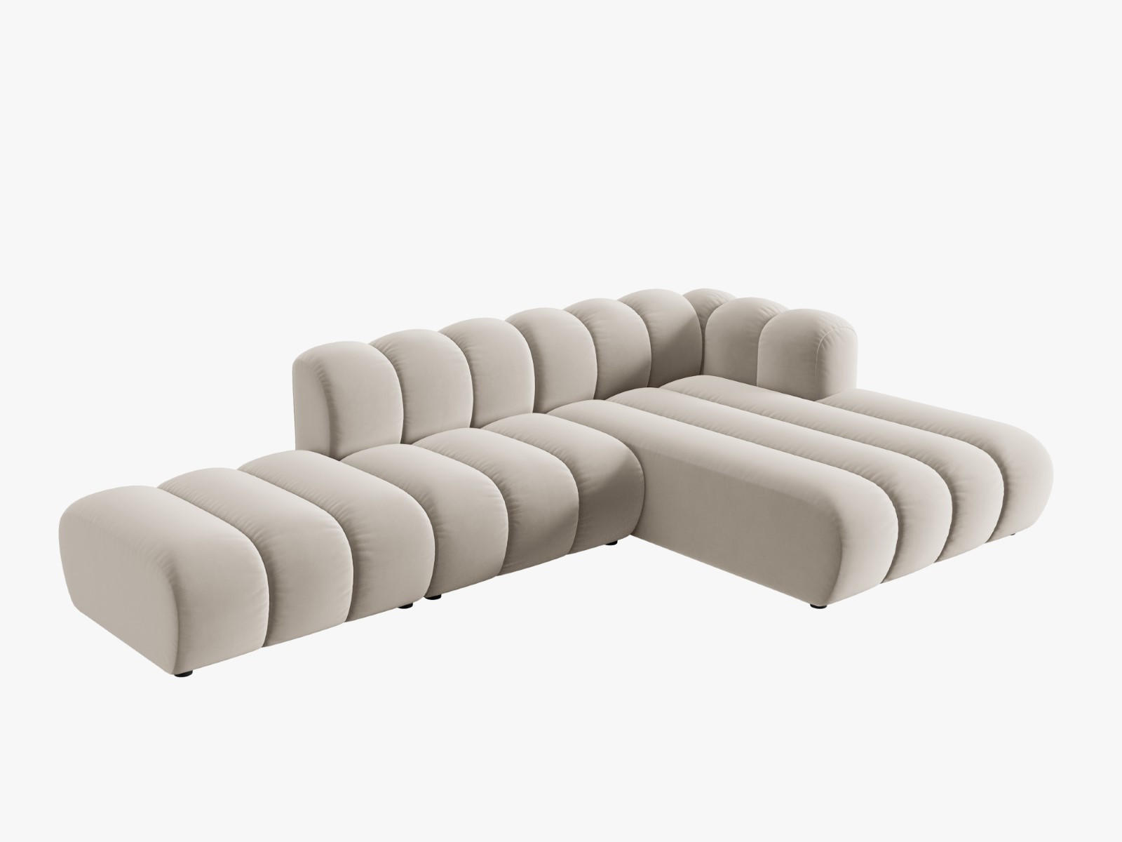 ECKSOFA modular rechts Lupine aus Samt beige 5 Sitzplätze - Beige, Textil (177/299cm) - Micadoni