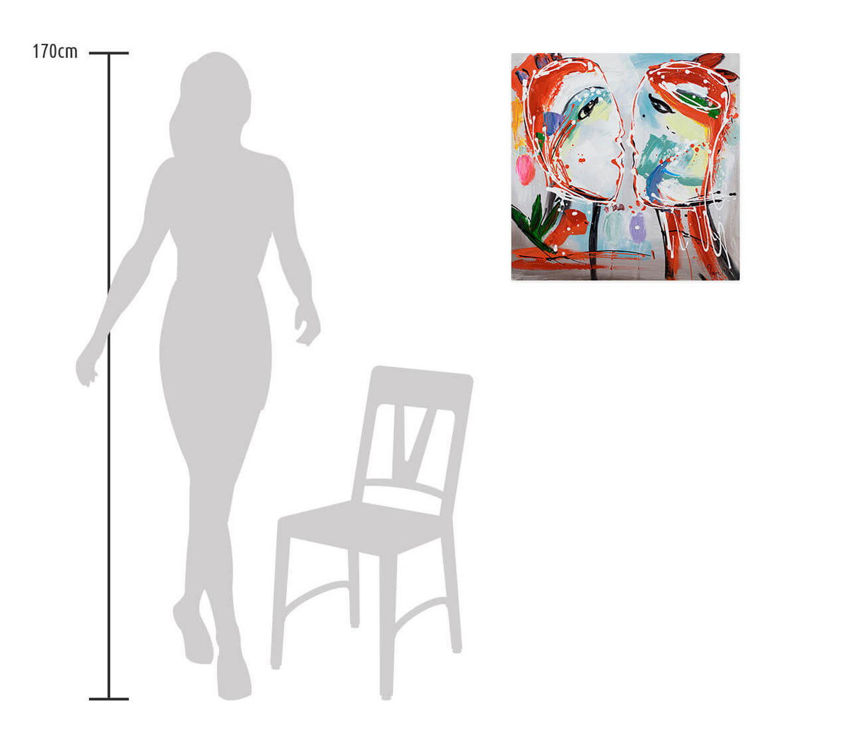 ÖLGEMÄLDE 60/60 cm - Multicolor/Orange, Holz/Textil (1.14/60cm) - KUNSTLOFT