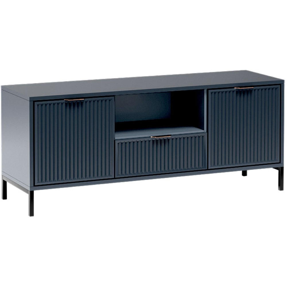 LOWBOARD Linna mit zwei Türen dunkelblau 135 cm - Schwarz/Dunkelblau, Holzwerkstoff/Metall (135/56/40cm) - Beautysofa