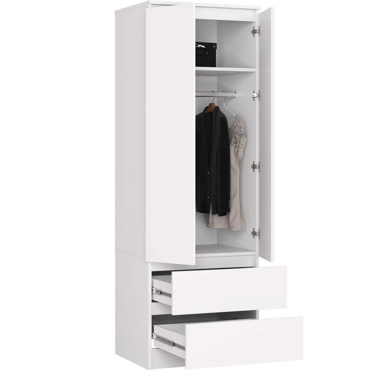 KLEIDERSCHRANK Weiß 180/60/51 - Weiß, Holzwerkstoff (60/180/51cm) - RAUMHIRSCH FURNITURE