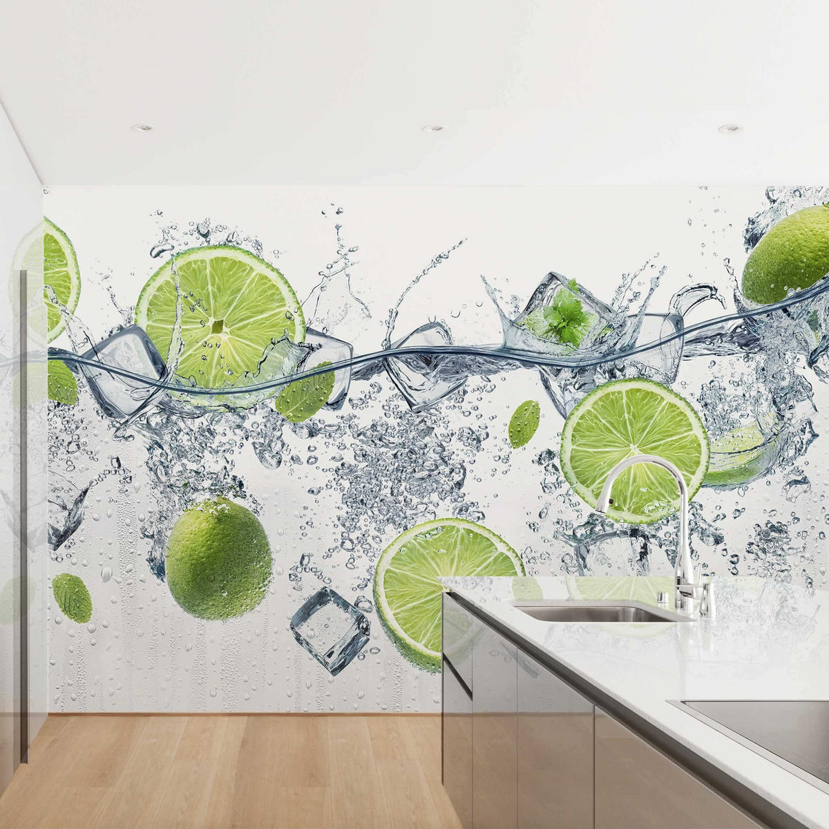FOTOTAPETE Erfrischende Limette 432/290 cm - Weiß, Papier (432/290cm) - Bilderwelten