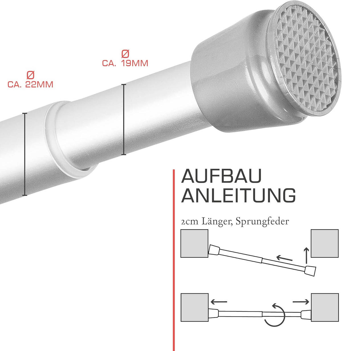 DUSCHSTANGE Neptun 70-120cm Aluminium - Alufarben, Metall (70cm) - BoMoe