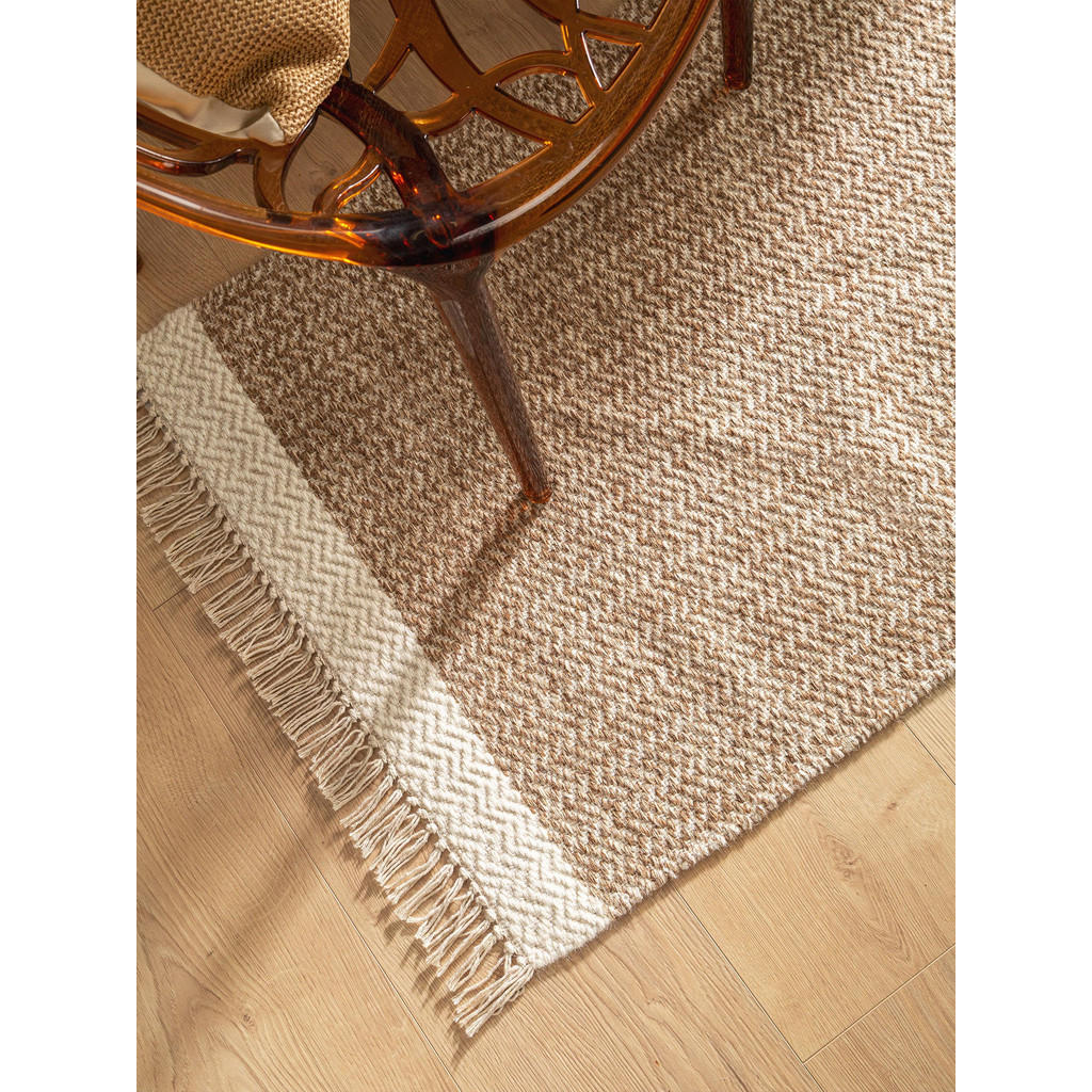 Thumbnail - benuta Pure Wollteppich-Läufer, Beige, Textil, Grafikmuster, Rechteckig, 70x200 cm, Gots, pflegeleicht, Teppiche & Böden...