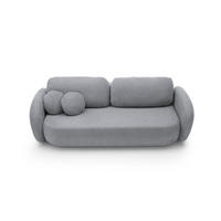 BETTSOFA AMICO Grau Geflochtener Stoff mit Schlaffunktion - Grau, Holz (238/86.5/101cm) - MASSENO