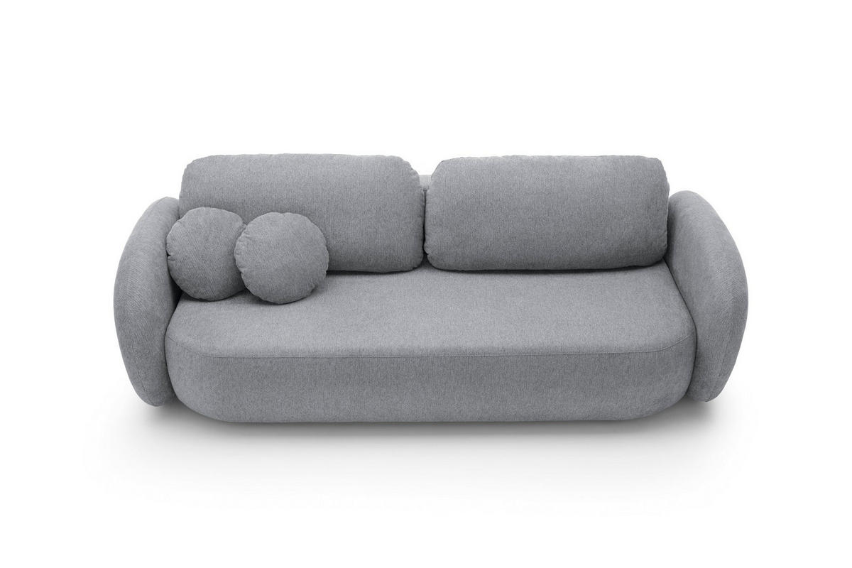 BETTSOFA AMICO Grau Geflochtener Stoff mit Schlaffunktion - Grau, Holz (238/86.5/101cm) - MASSENO