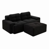 SOFA modular mit Tiefsitz Corduroy Black - Schwarz, Kunststoff (177/204cm) - Meubliv