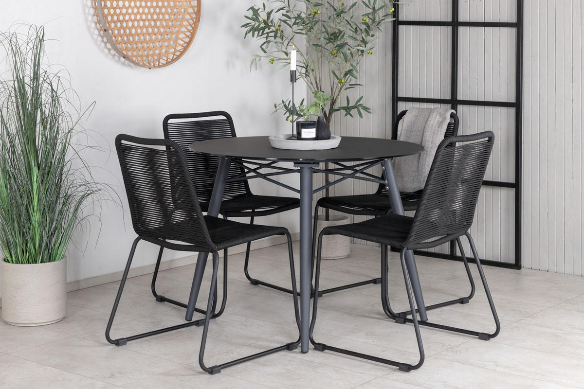 GARTENSTUHL 2er Set Schwarz - Schwarz, Holzwerkstoff (57/86/59cm) - ebuy24
