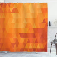 DUSCHVORHANG Orange Stoff Muster Dekor Badezimmer mit Haken - Orange, Textil (200/180cm) - MCBOSON