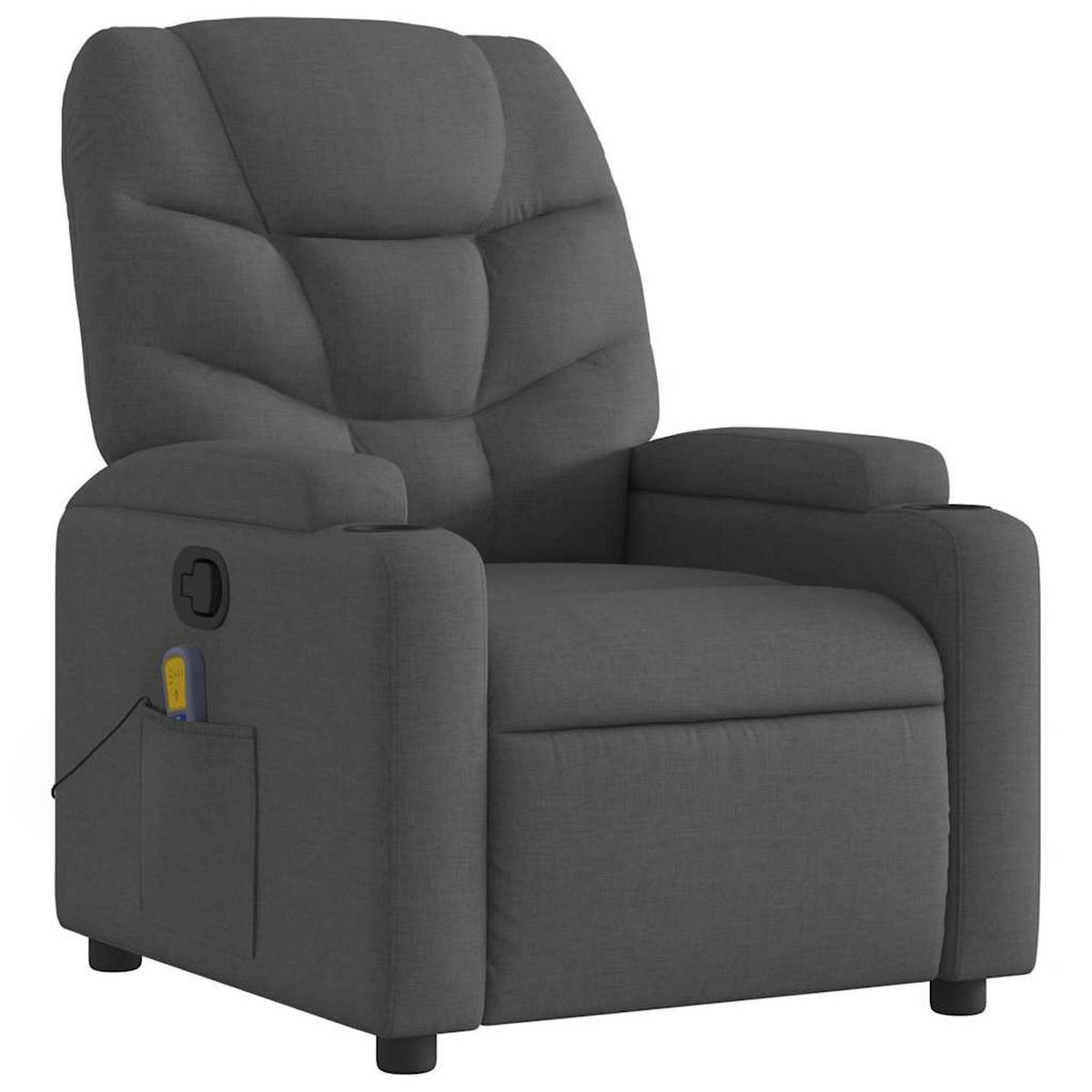 MASSAGESESSEL mit Liegefunktion und Vibrationsfunktion, 74/89/100 cm, Stoff, Dunkelgrau - Grau, Textil (89/100/74cm) - vidaXL