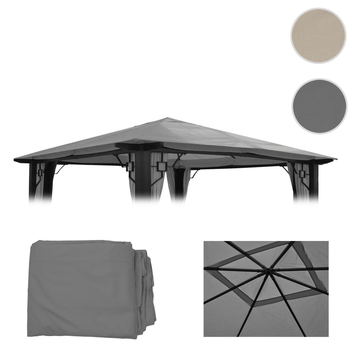 ERSATZDACH Pergola Mira 3,5x3,5m 335x335cm Creme - Creme, Textil (335/1/335cm) - BERLINLODGE