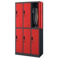 UMKLEIDESCHRANK Spind TOKIO 6 Abteile 185x90x45cm Anthrazit-Rot - Anthrazit, Metall (90/185/45cm) - DELUKE