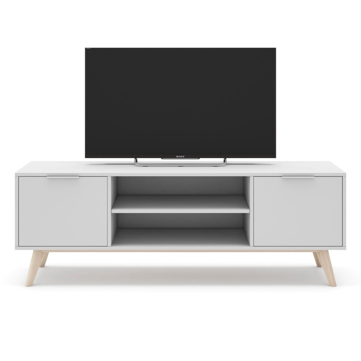 TV-SCHRANK mit 2 Türen 2 Fächern L140 cm - Campus - Weiß, Holzwerkstoff (40/53/140cm) - Calicosy