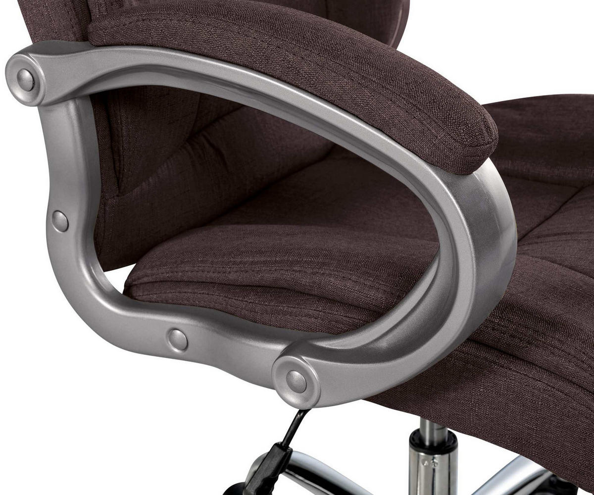 CHEFSESSEL Stoff braun - Chromfarben/Braun, Textil/Metall (66/113/70cm) - CLP